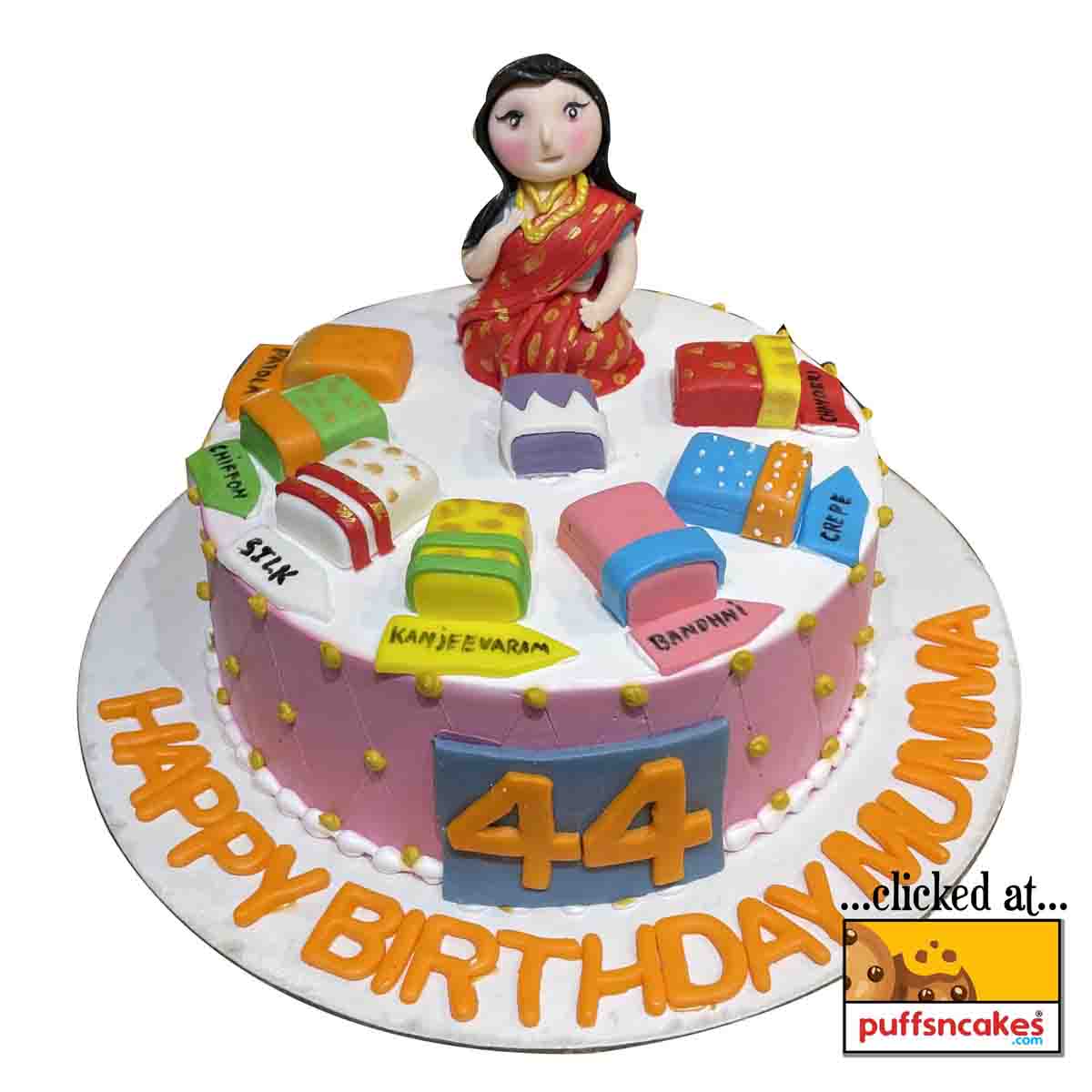 (1393) Saree Lover Mom Mother Theme Semi Fondant Cake
